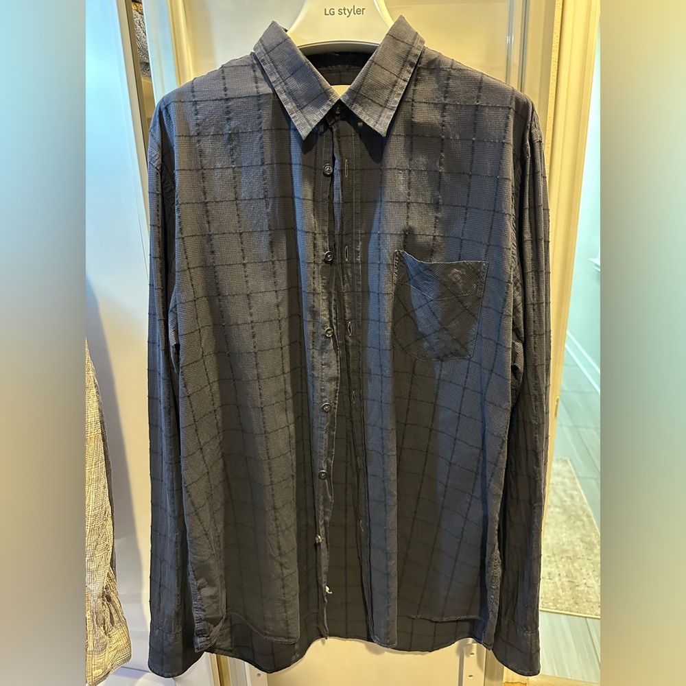 Billy Reid Dark Gray Plaid Button Down Shirt